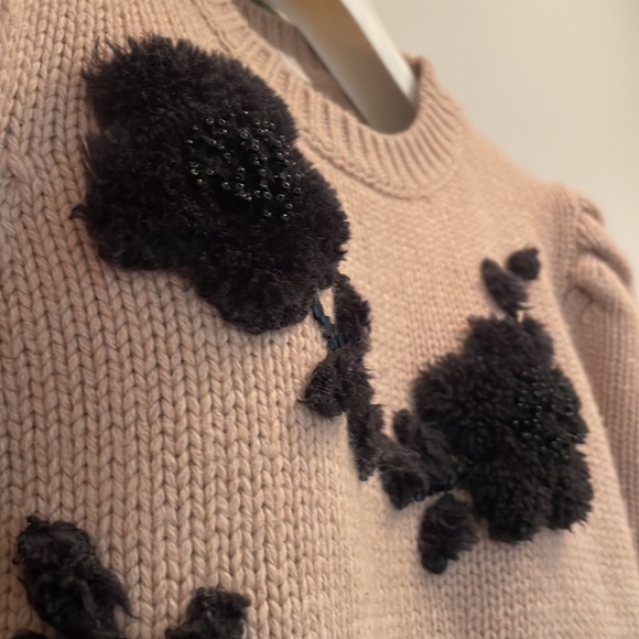 Kate Spade wool knit puff 3/4 sleeve sweater Tan size XS/SMALL - Picture 3 of 12